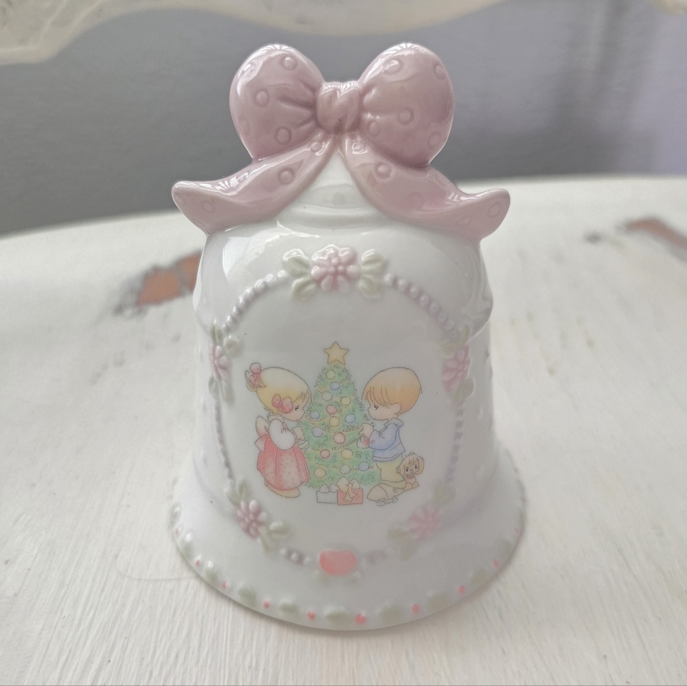 Precious Moments Pink and White Ceramic Bell